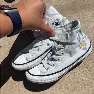 Converse Kids High-Top Sneakers - White with Heart Accents